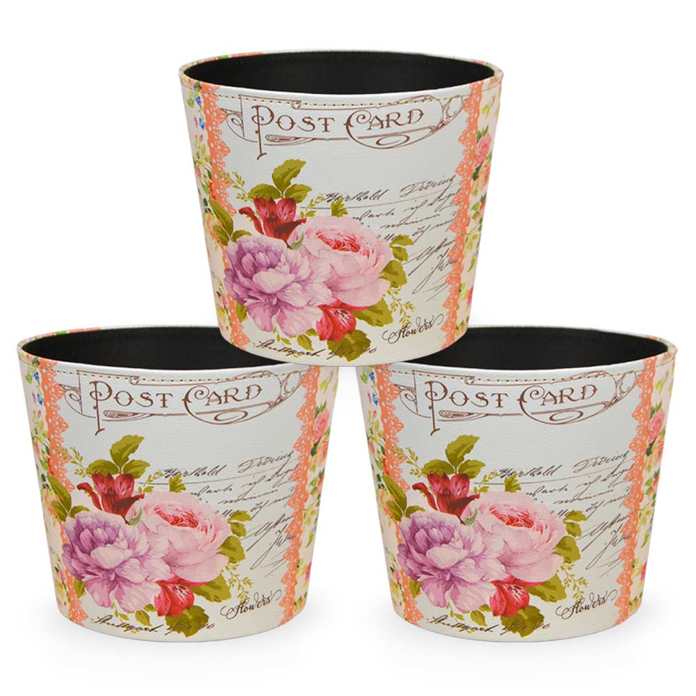 Vasi casp� cestino in plastica fantasia floreale cm 19 x 15x h 17 set da 3.