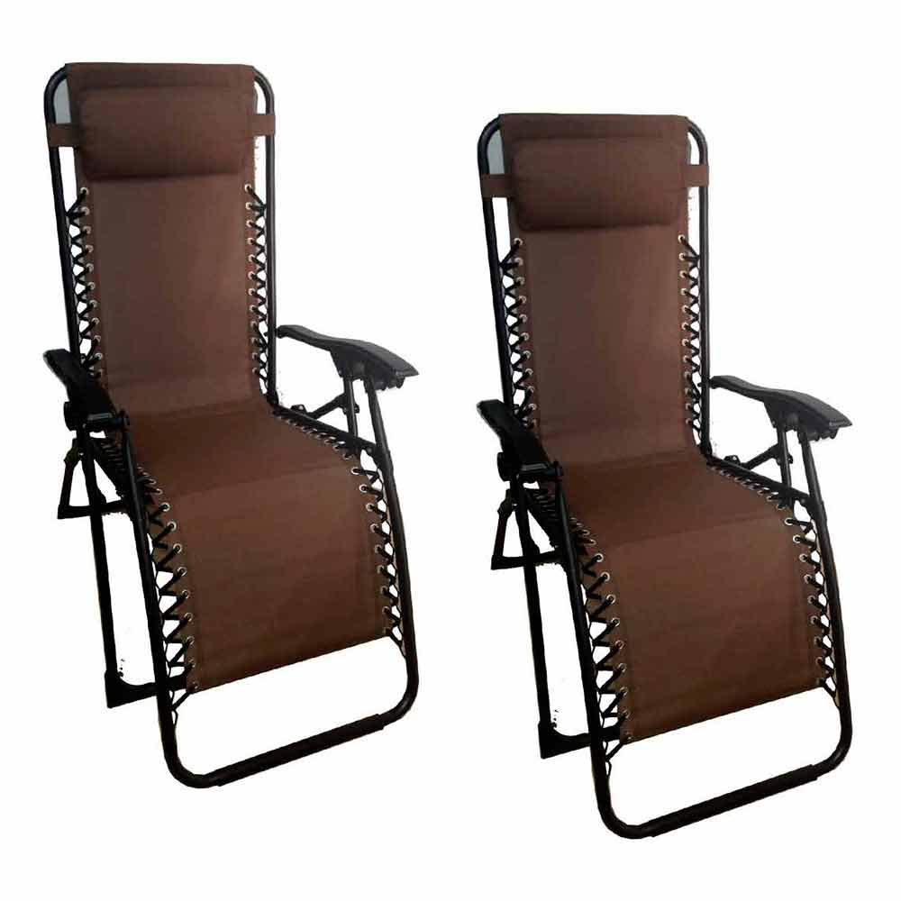 Sedia a  sdraio pieghevole a gravita zero textile marrone x 2  giardino.
