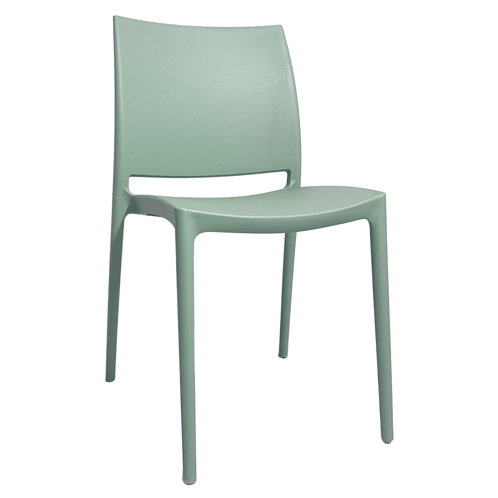 Sedia da sala da pranzo altea in plastica colore verde salvia modello comfort.