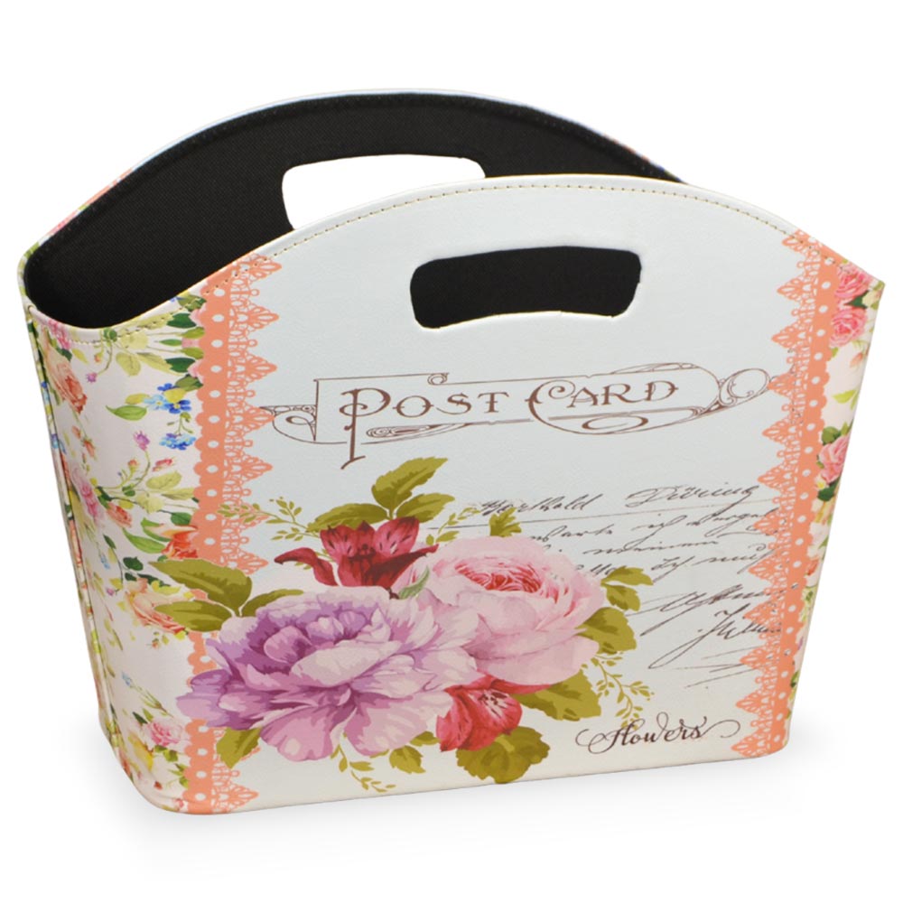 Borsetta contenitore flowers con manici fantasia floreale cm 40 x 15 x h 30.