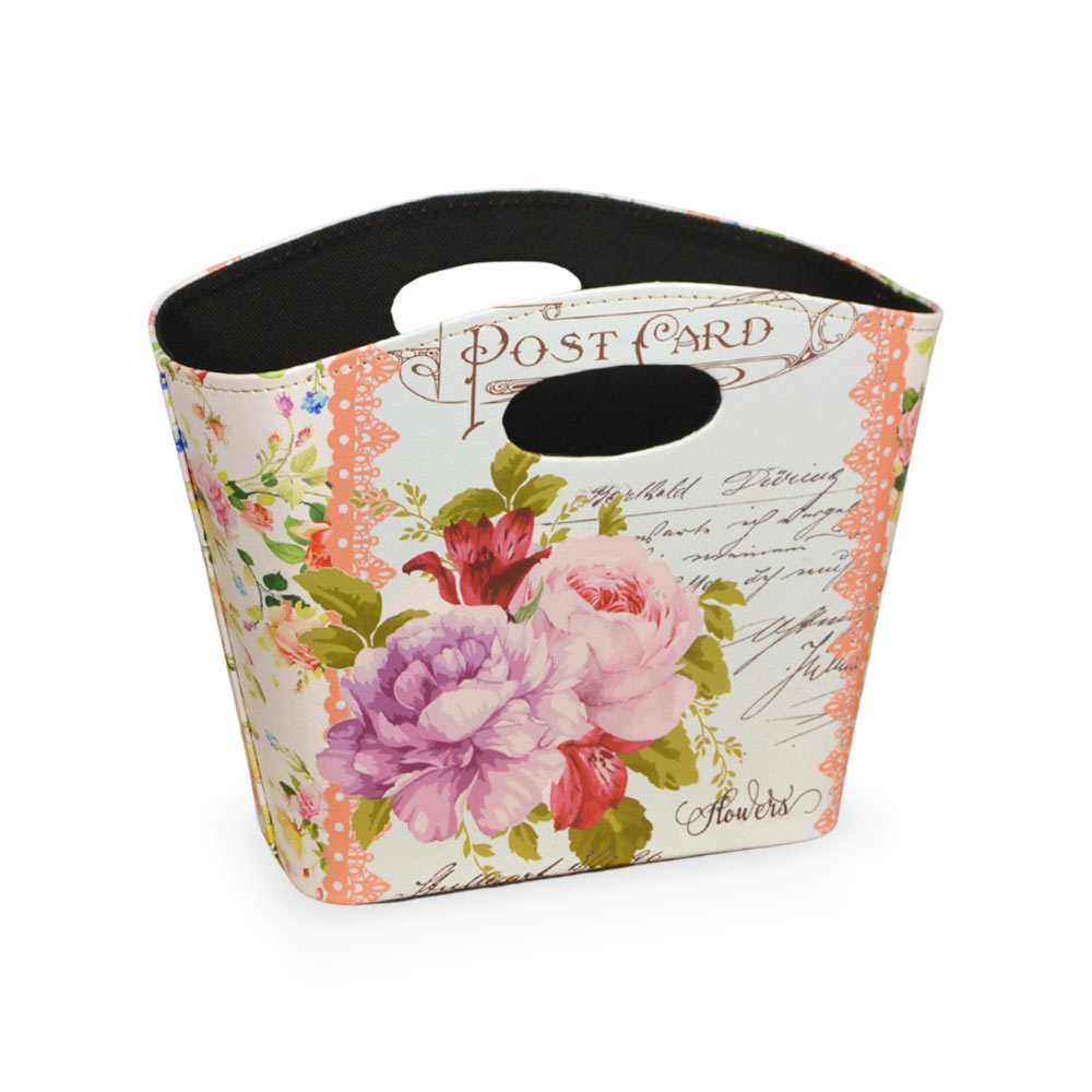 Borsetta contenitore flowers con manici fantasia floreale cm 28,5 x 11 x h 23,5.