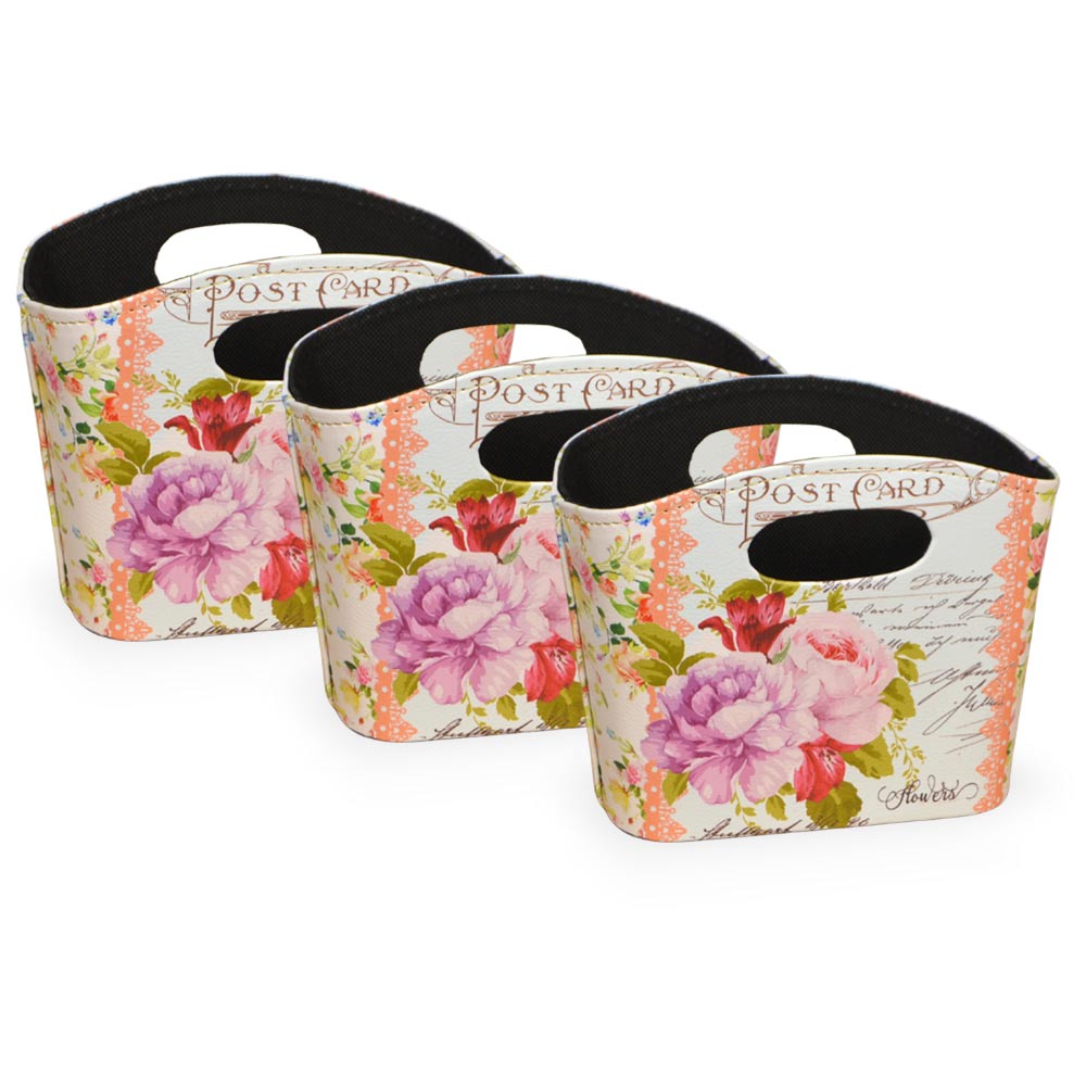 Borsette flowers con manici fantasia floreale set 3 cm 19,5 x 8,5 x h 15,5.