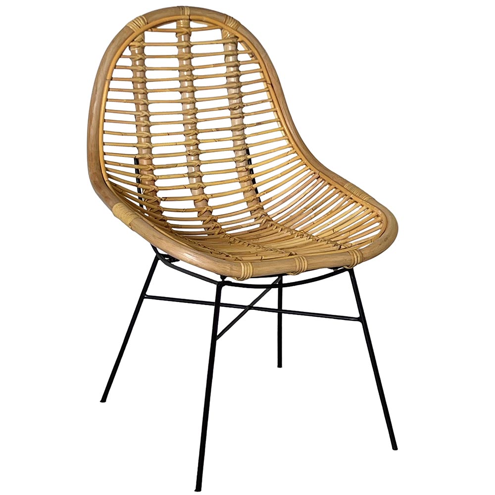Poltrona sedia bety in vero legno di bambu' di con gambe in ferro verniciato.