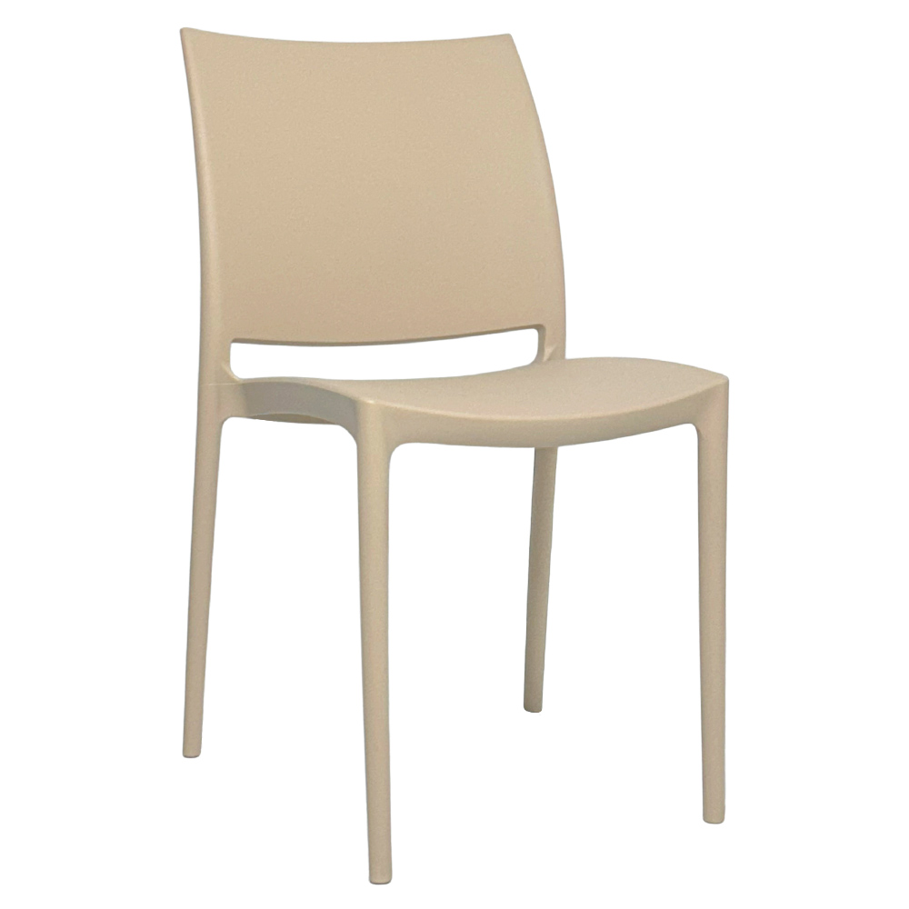 Sedia da sala da pranzo altea in plastica colore beige modello comfort.