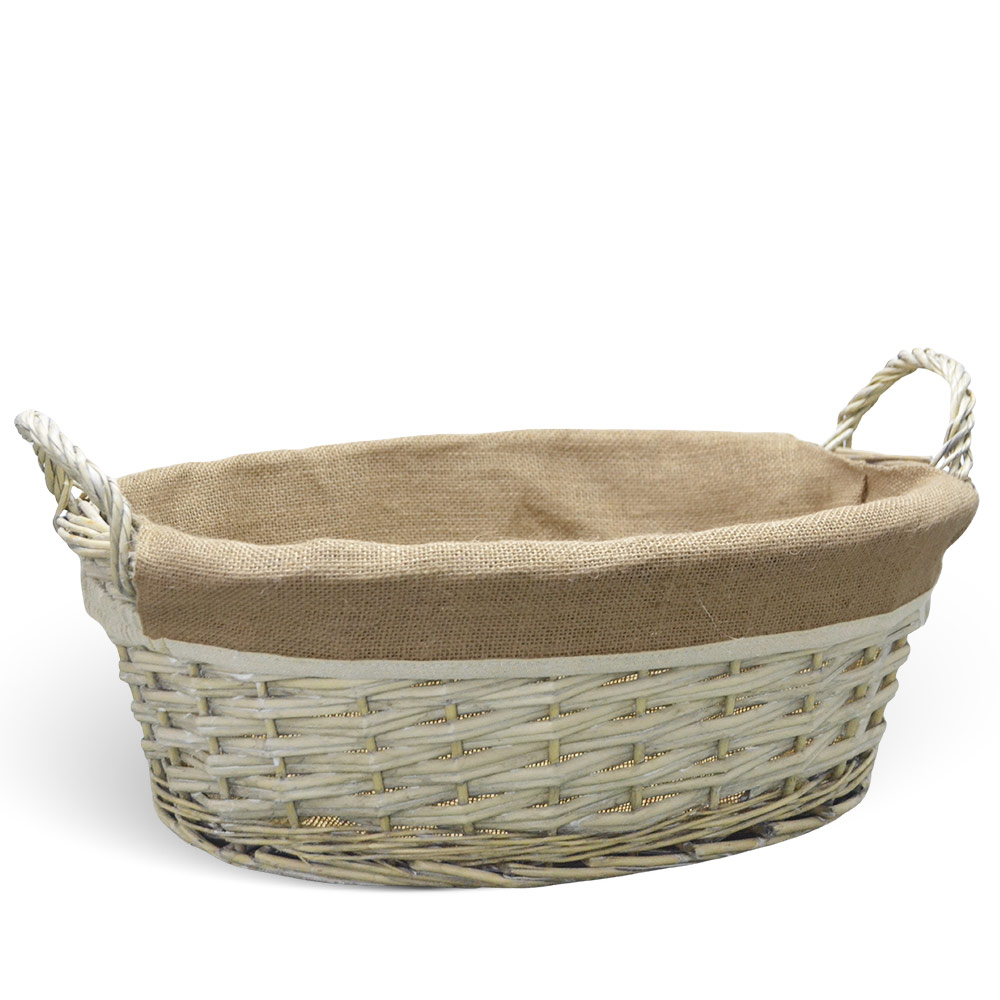 Cesta cestino portapane in vimini avorio con manici intrecciati 52 x 38 x h 24cm.