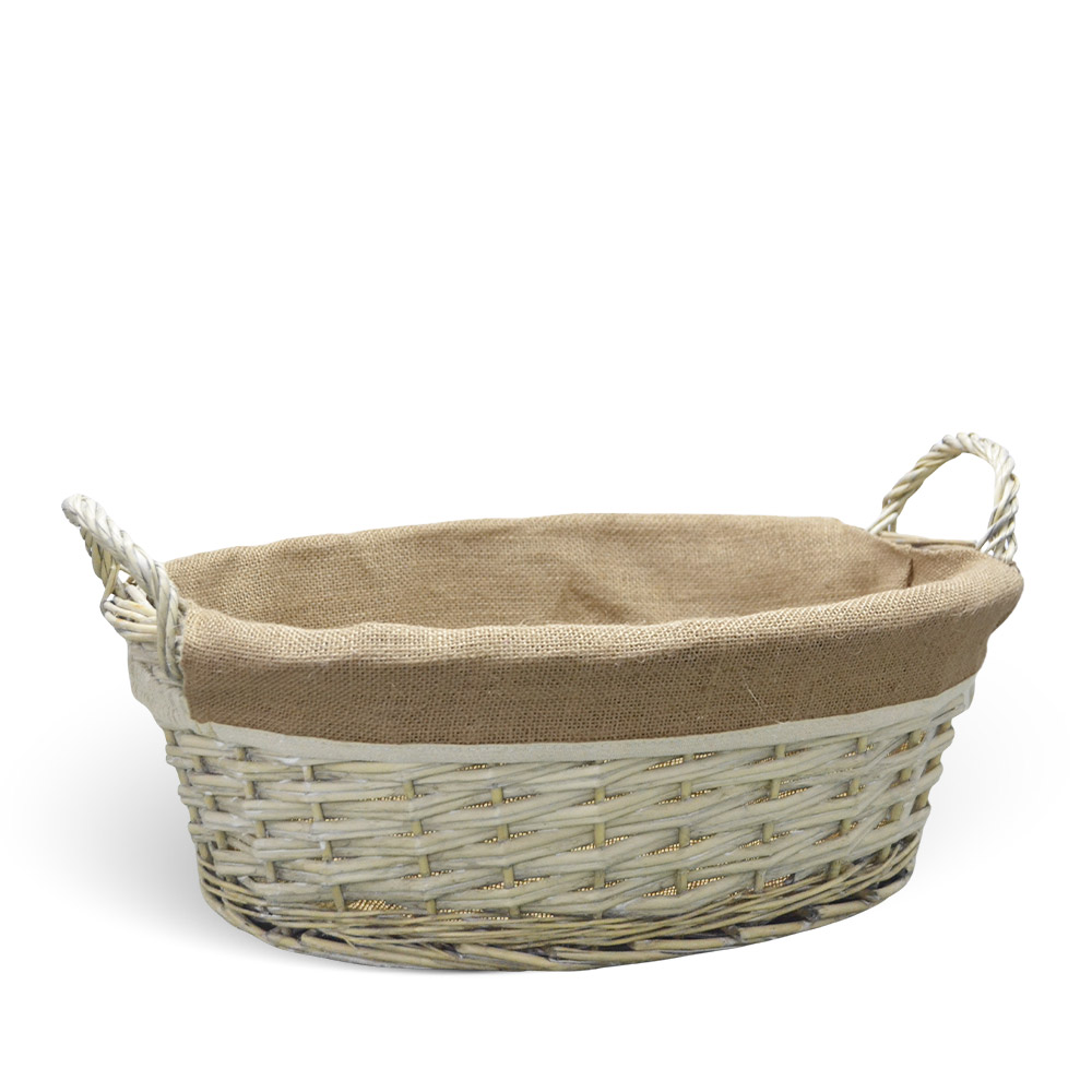 Cesta cestino portapane in vimini avorio con manici intrecciati cm 45x31,5x h 22.
