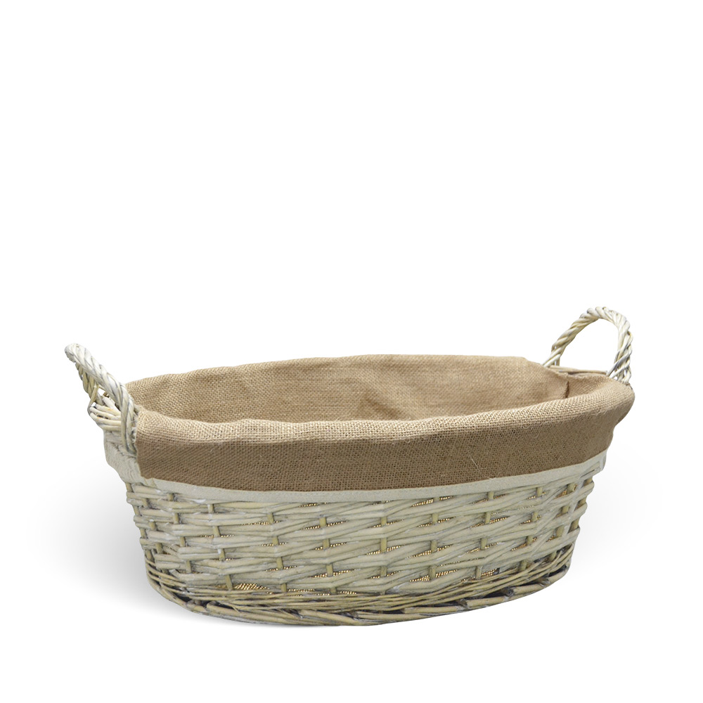 Cesta cestino portapane in vimini avorio con manici intrecciati 37 x 28 x h 19cm.