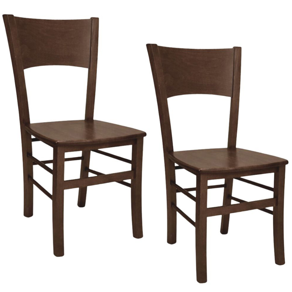 Sedie sala da pranzo lucy set da 2 in legno noce scuro con seduta in massello.