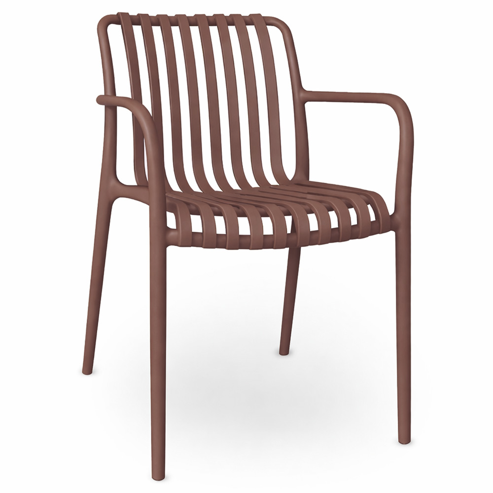 Sedia iside da esterno in plastica marrone comfort premium con braccioli.