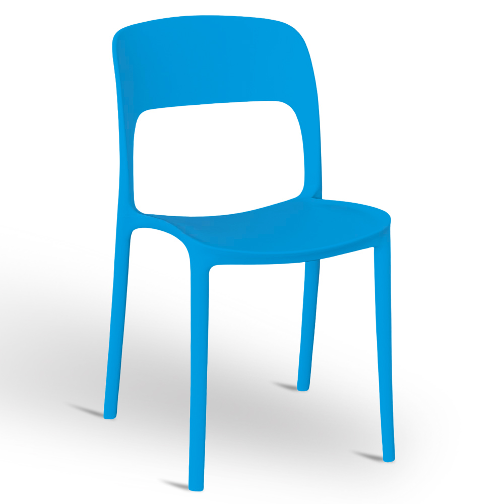 Sedia alice in plastica impilabile colore celeste modello comfort.