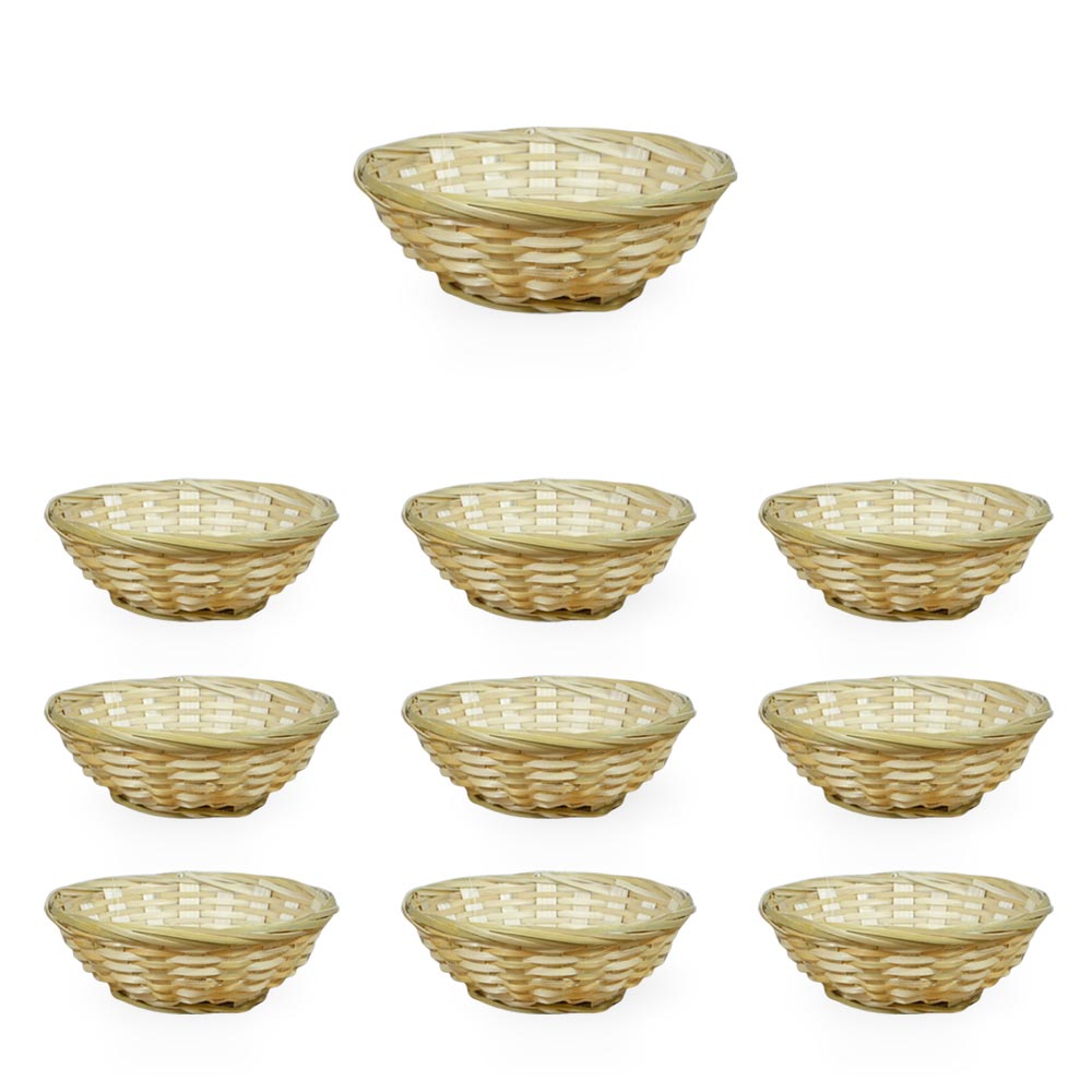 Ceste cestini espositore intrecciati rotondi x10 fibra naturale cm 15 x 15 x h 6.