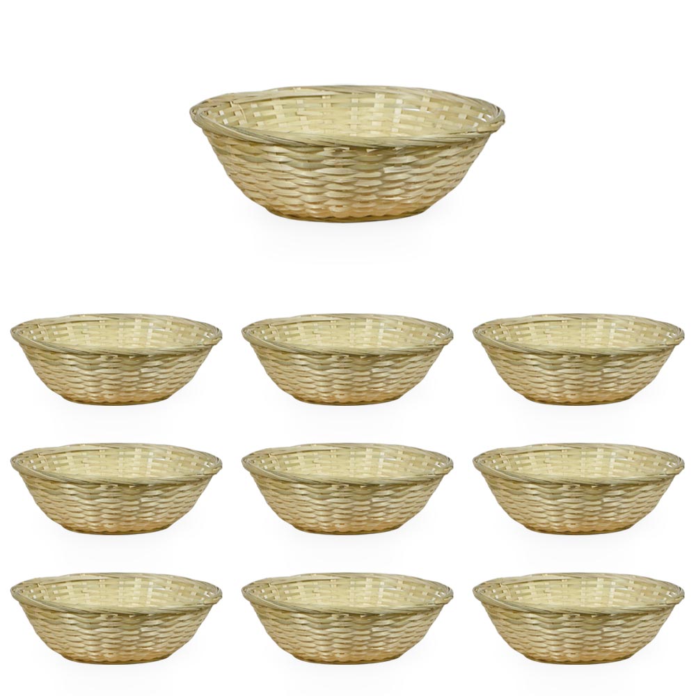 Ceste cestini espositore intrecciati rotondi x10 fibra naturale cm 20 x 20 x h 7.