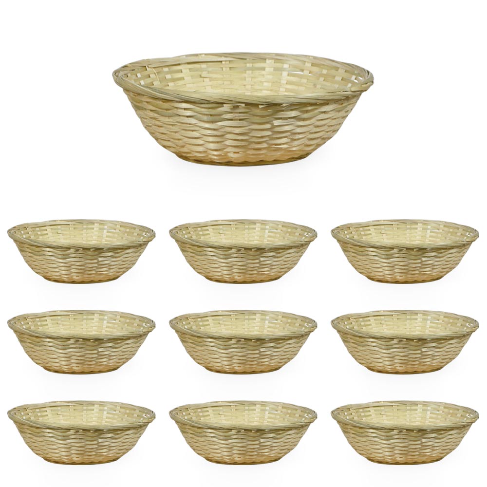 Ceste cestini espositore intrecciati rotondi x10 fibra naturale cm 23 x 23 x h 8.