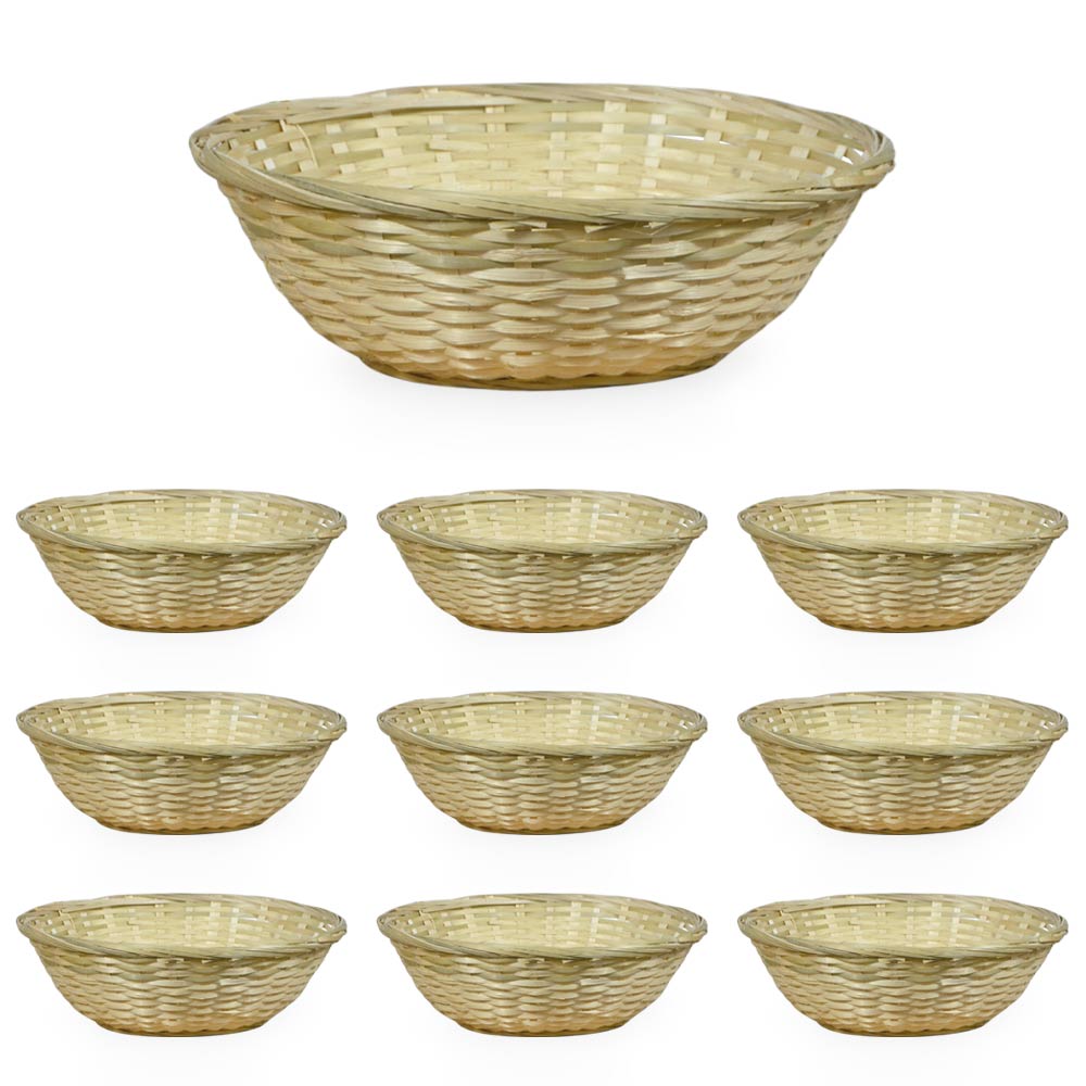 Ceste cestini espositore intrecciati rotondi x10 fibra naturale cm 30 x30 x h 10.