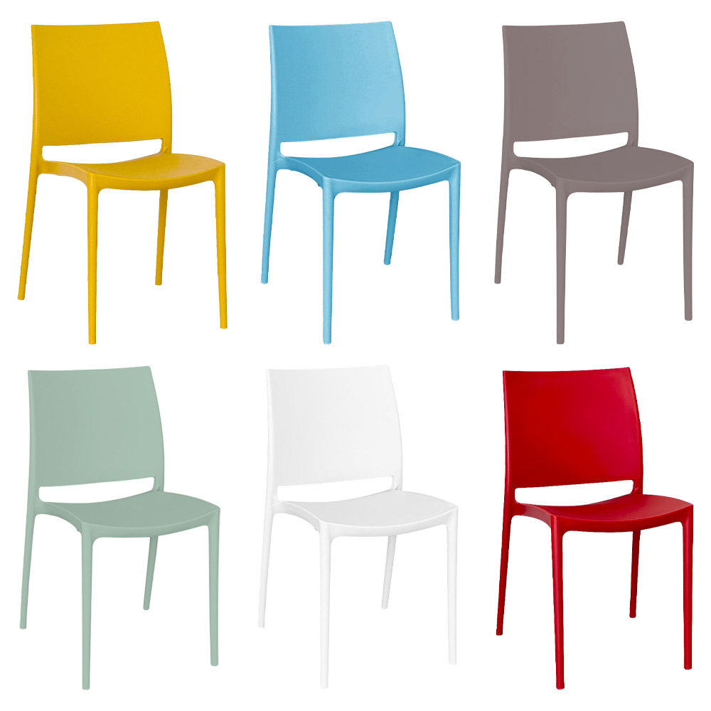 Set di 6 sedie altea in polipropilene giallo celeste tortora verde bianco rosso .
