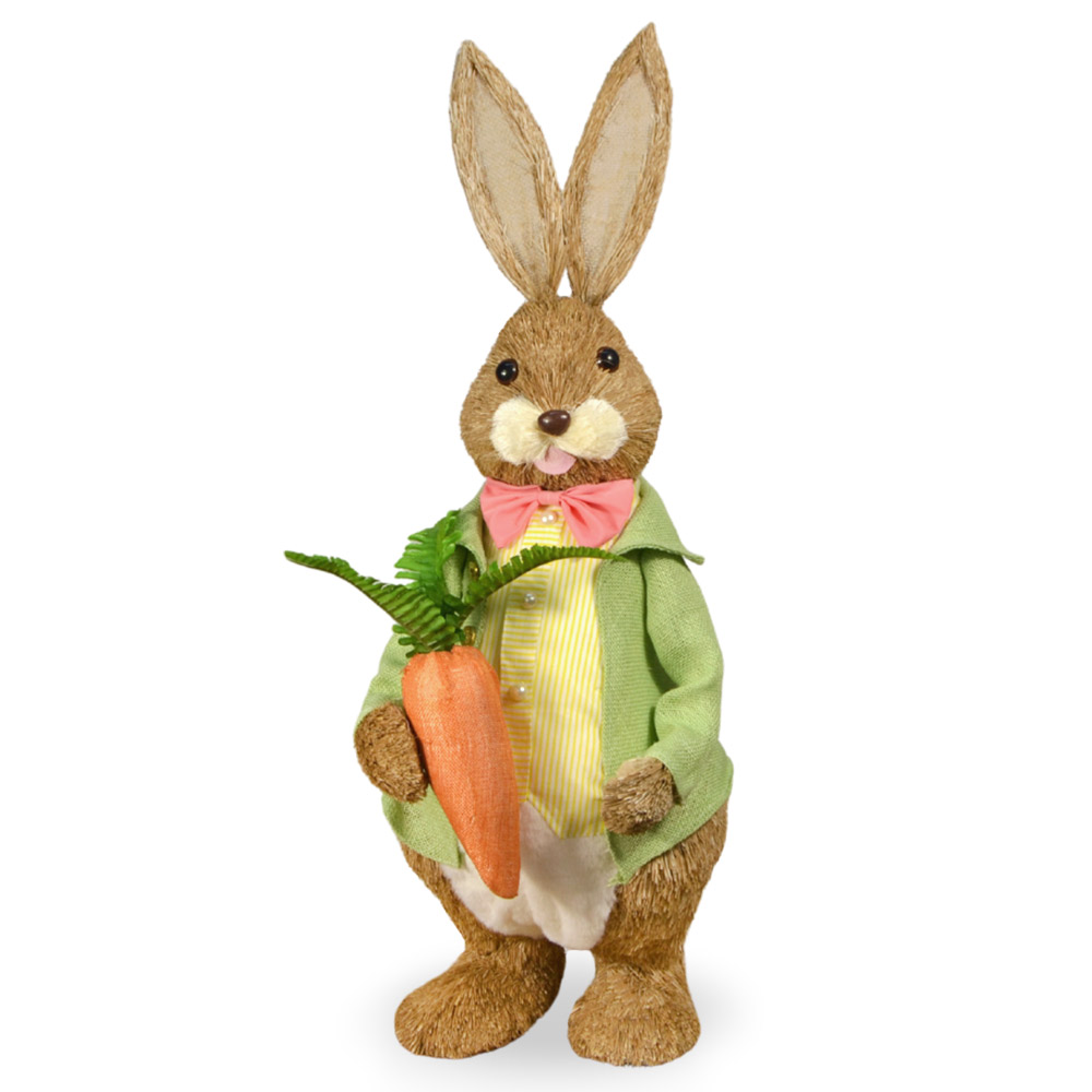 Coniglio di campagna grande con vestito e carota h 80 cm.