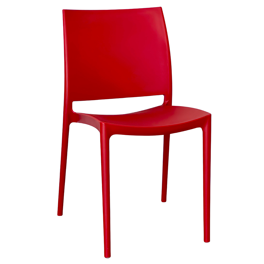 Sedia da sala da pranzo altea in plastica colore rosso modello comfort.