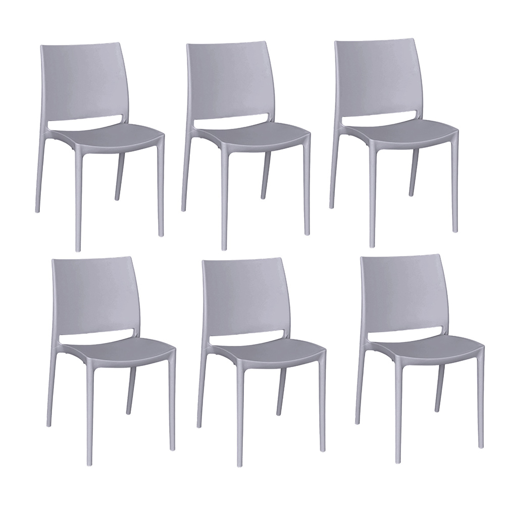 Sedia sala da pranzo set altea in plastica grigio chiaro modello confort x 6 .