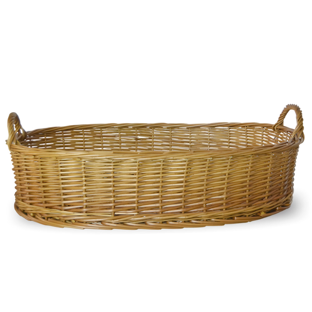 Cesta contenitore ovale vimini intrecciato a mano manici cm 72,5x50x24,5.
