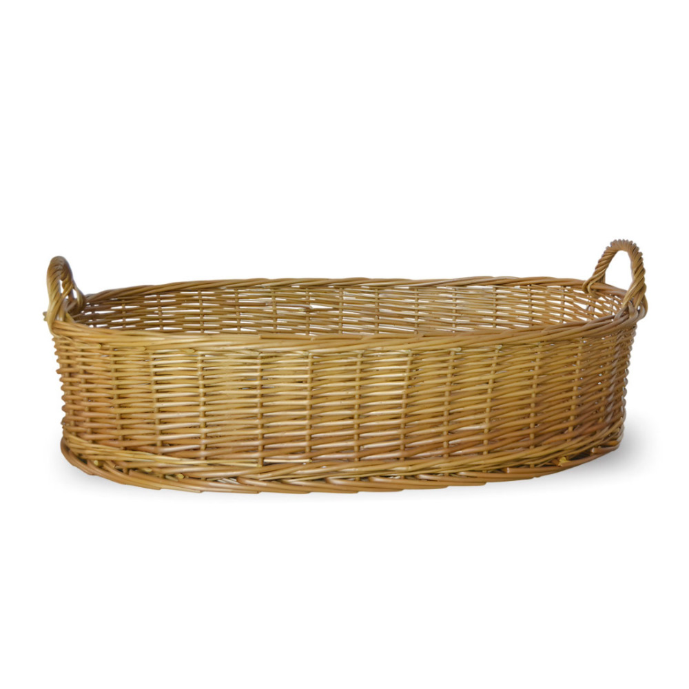 Cesta contenitore ovale vimini intrecciato a mano manici cm 65,5x44x21,5.