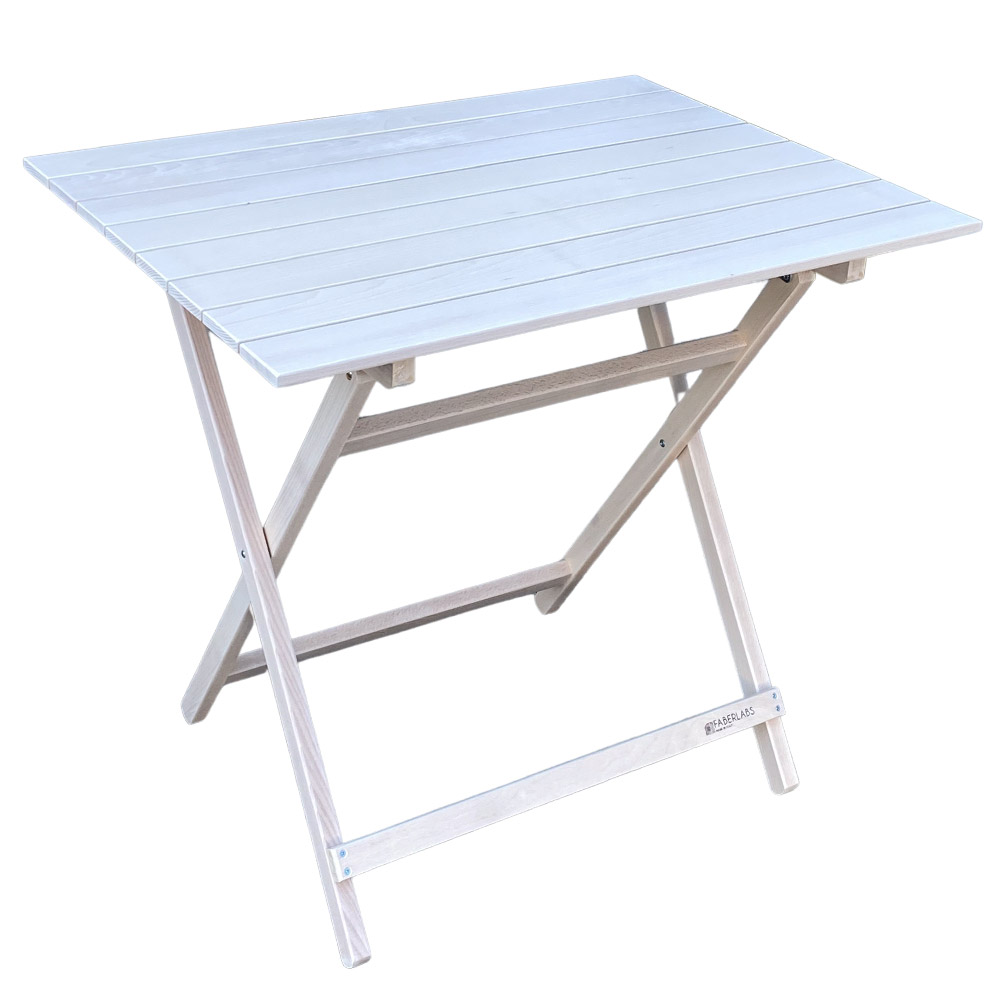 Tavolino picnic bianco wash in legno da cm 100 x 60 .