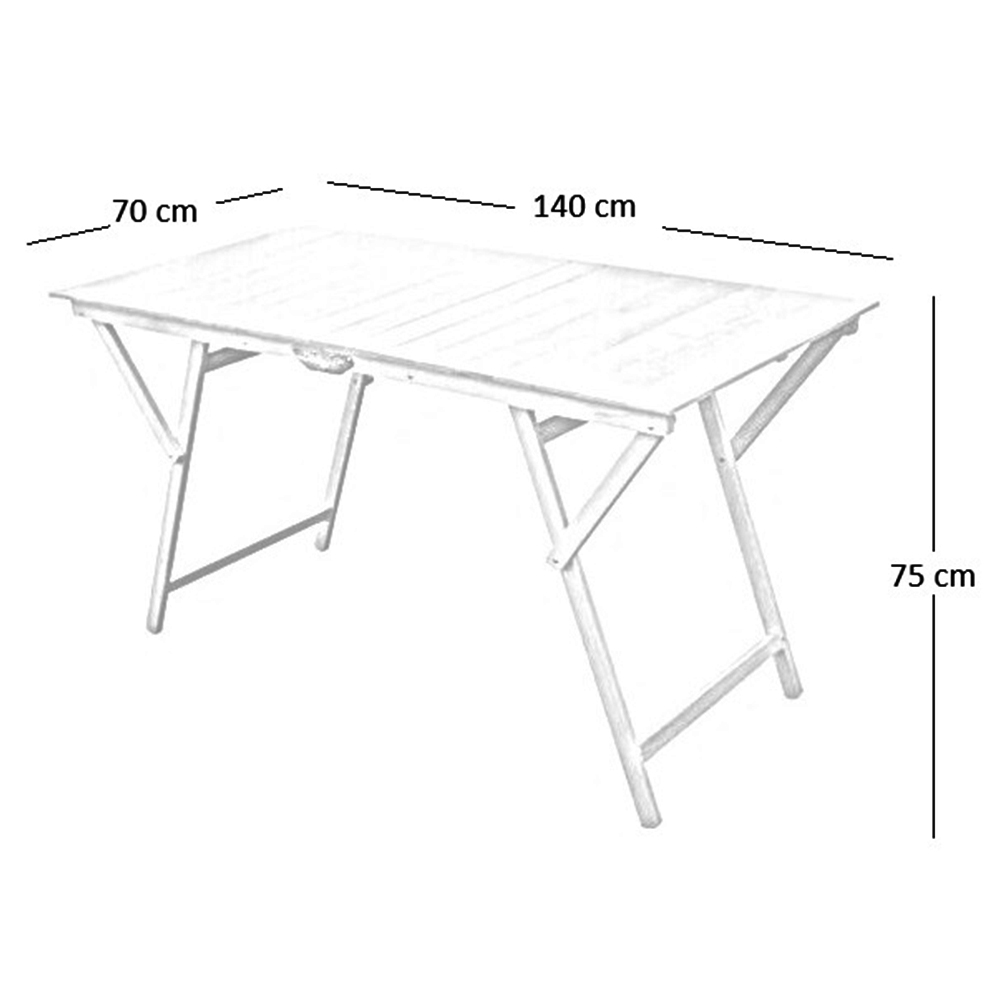 Tavolo tavolino pieghevole richiudibile in legno naturale 70x140x72H cm  campeggio