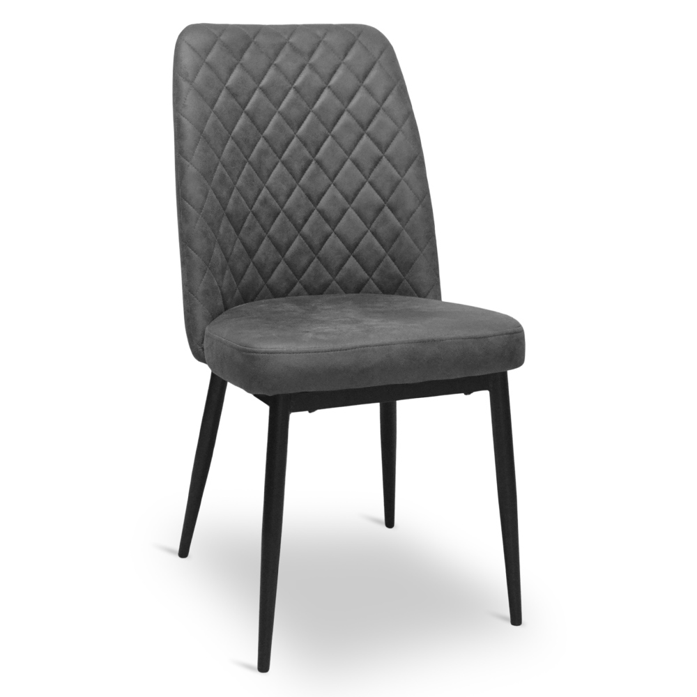 Sedia da sala pranzo alma in microfibra nabuk grigio scuro gambe in metallo nero.