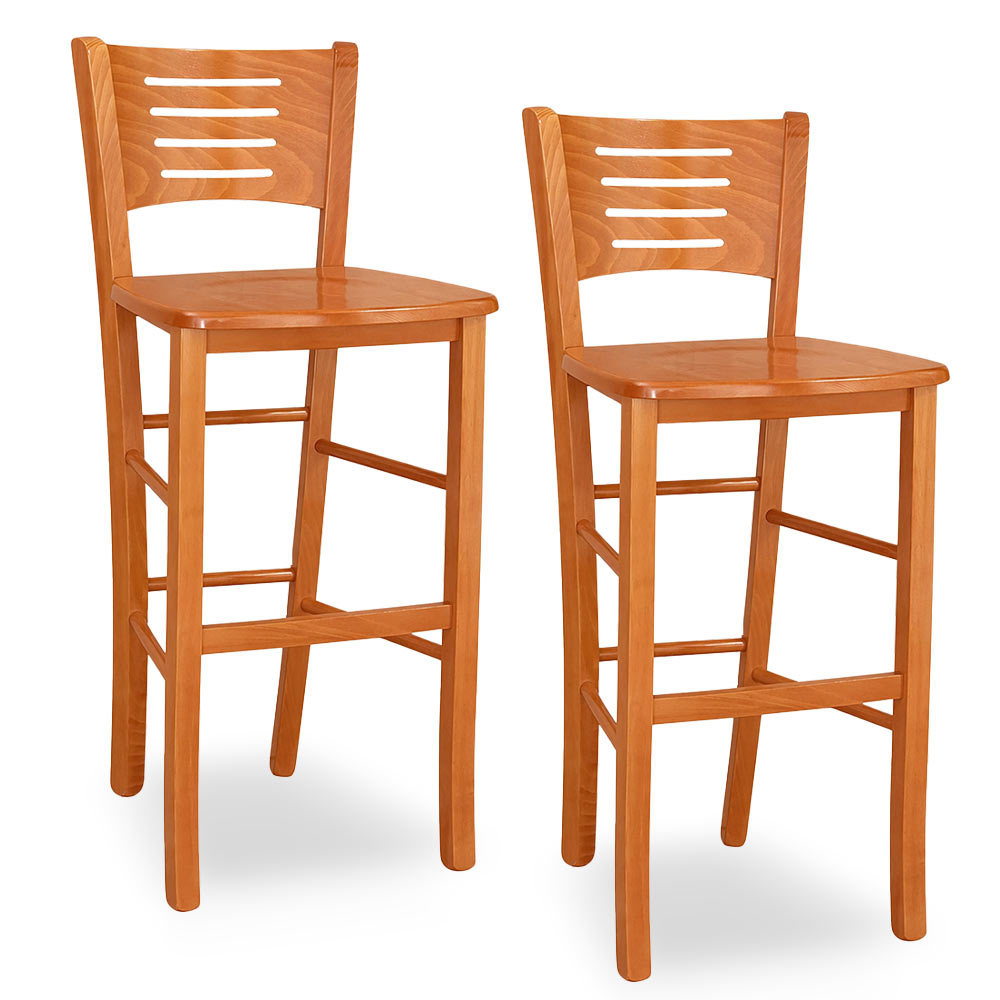 Sgabelli bar alti verona in legno color ciliegio h 73 con seduta massello x 2.