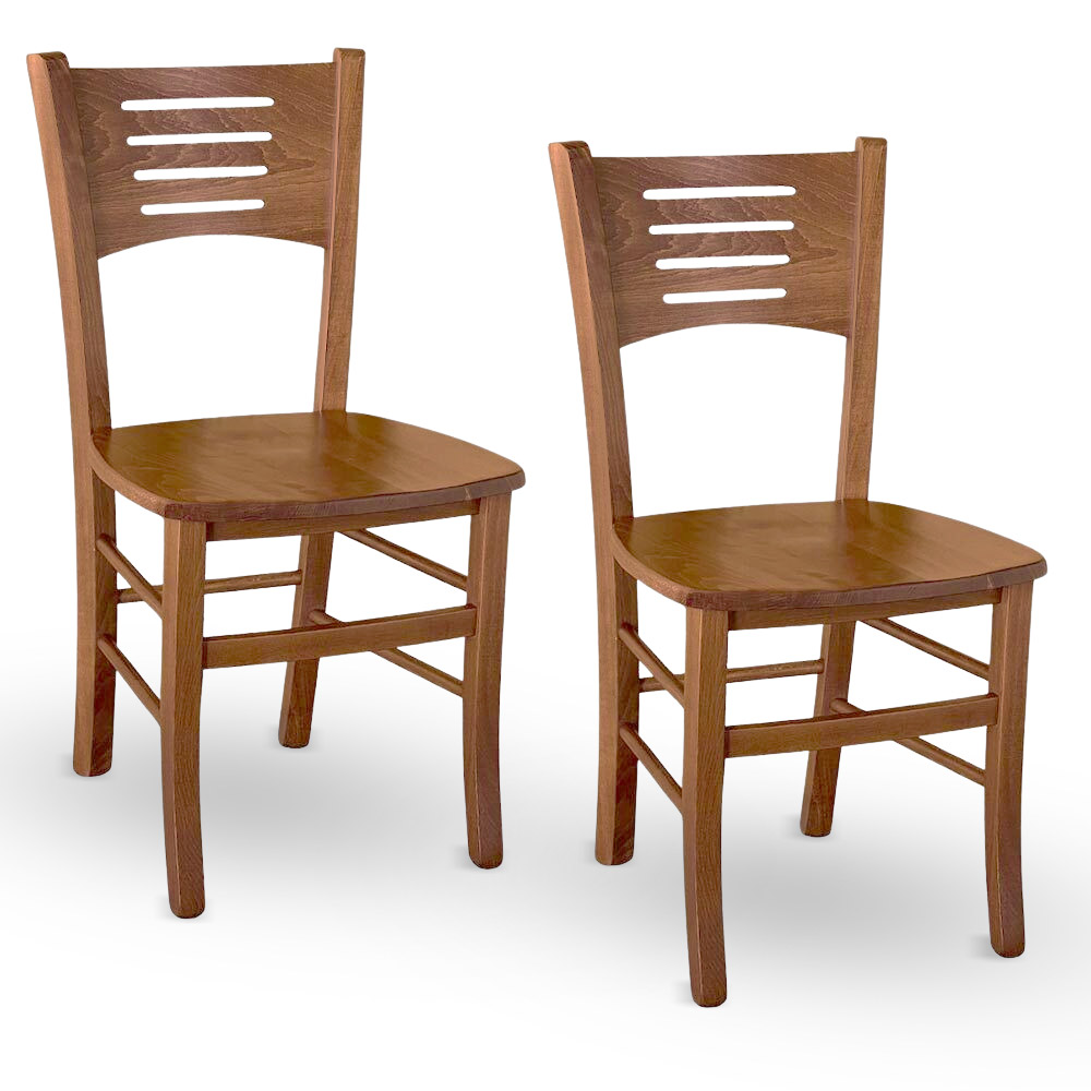 Set 2 sedie amelia in legno di faggio finitura noce con seduta in legno massello.