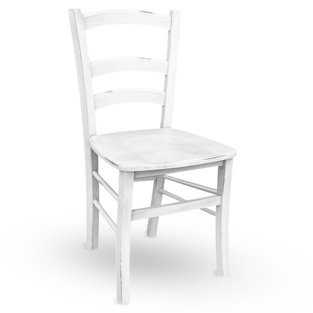 Sedia in legno venezia colore bianco anticato shabby chic con seduta in massello.