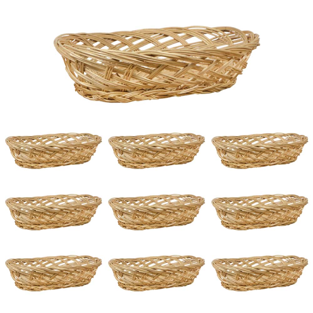 Ceste cestini portapane ovali x 10 intrecciate a mano 25,5 x 22 x h 8 cm .
