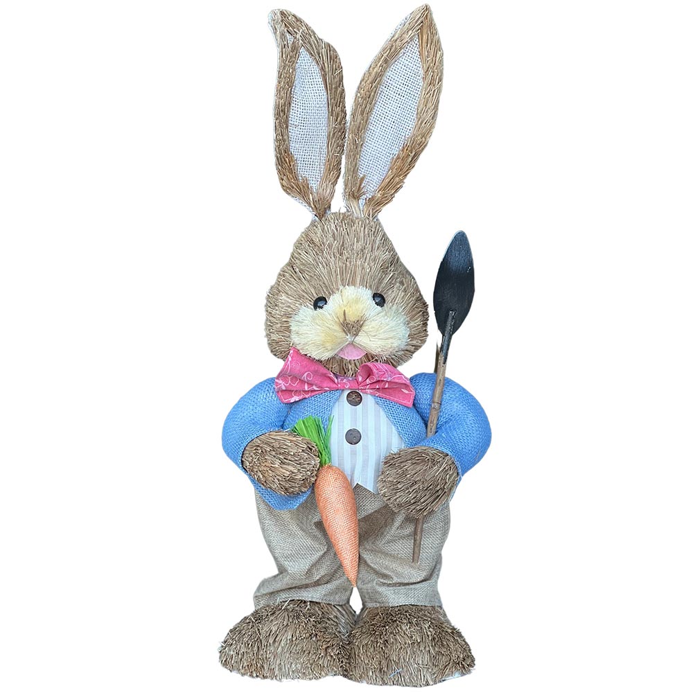 Coniglio rabbit in paglia rafia alto 60 cm per decorazioni.
