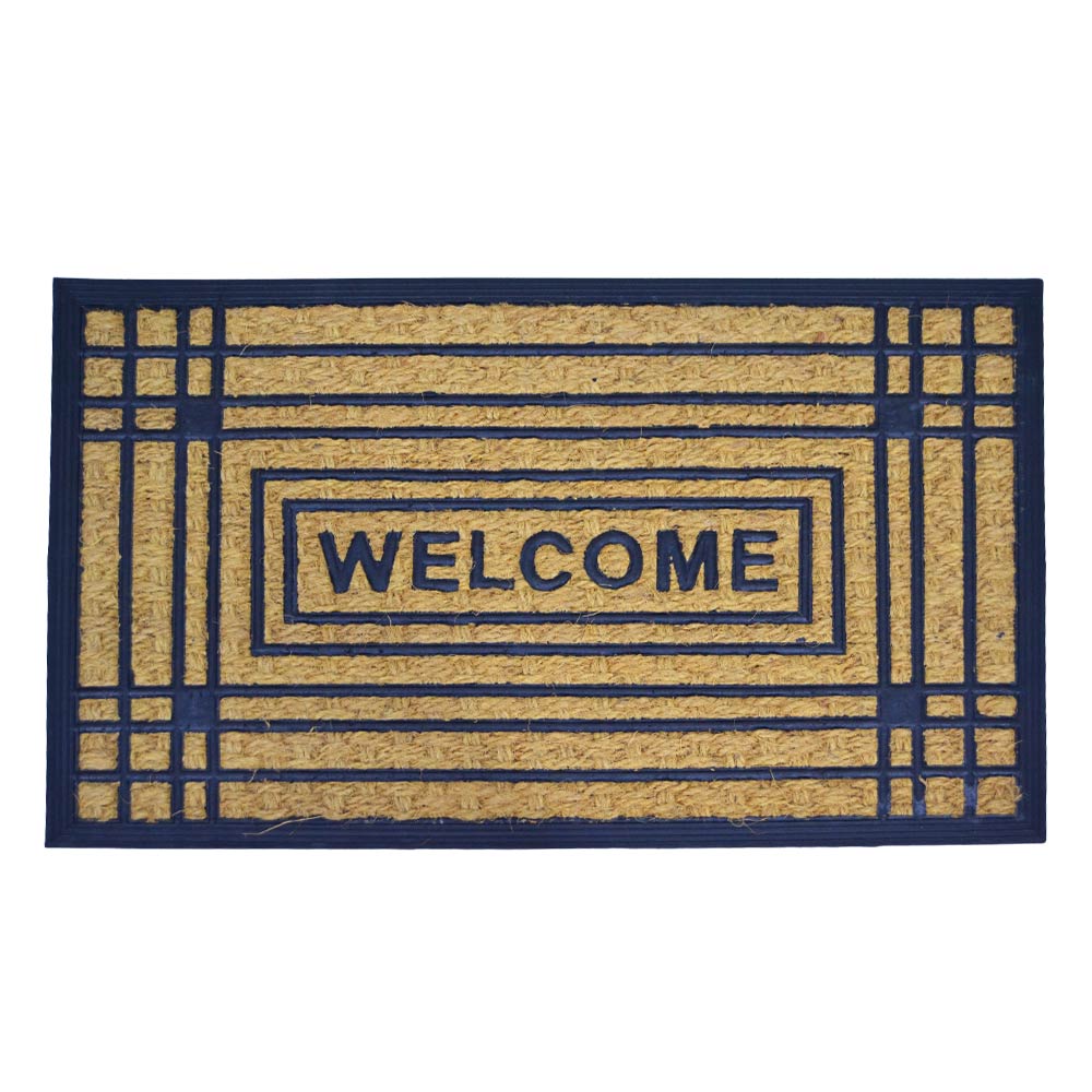 Zerbino rettangolare welcome in fibra di cocco e gomma fantasia righe 45x75 cm.