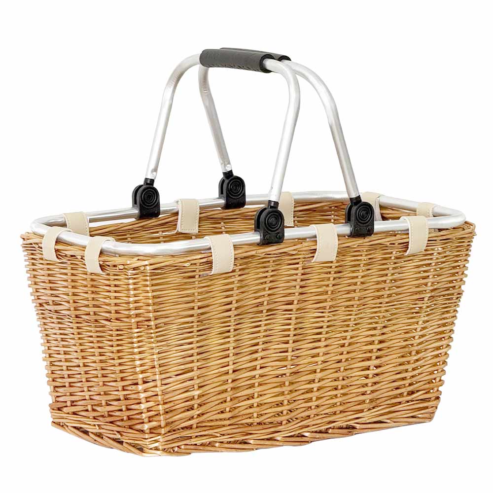 Cesta cesto cestino per la spesa vimini con manici metallo cm47,5x28,5x25.