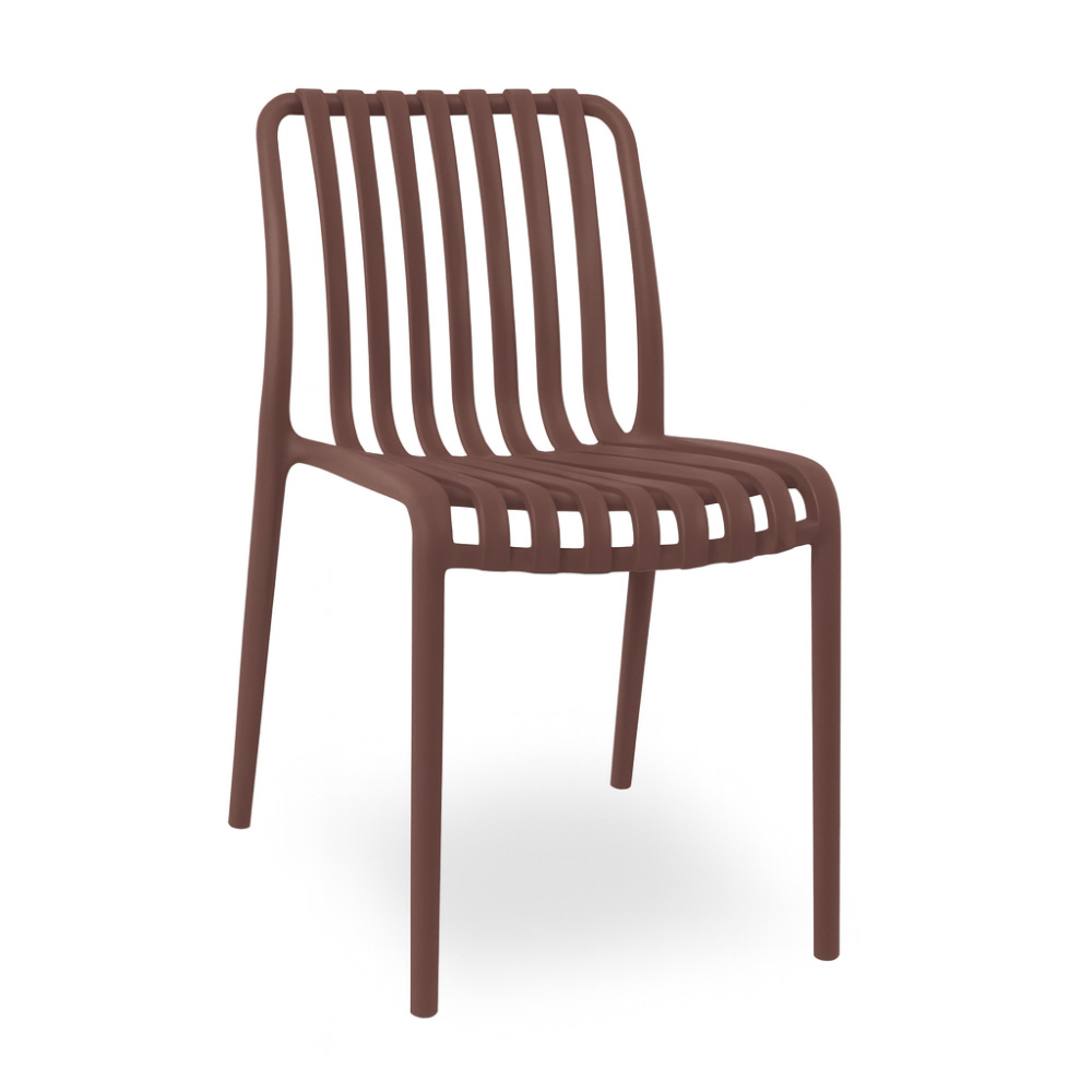 Sedia da esterno iside in plastica resistente, modello comfort premium marrone.