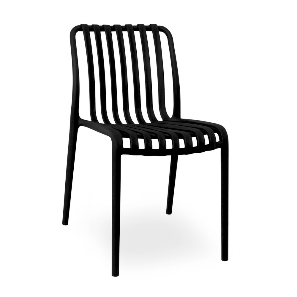 Sedia da esterno iside in plastica resistente, modello comfort premium nera.