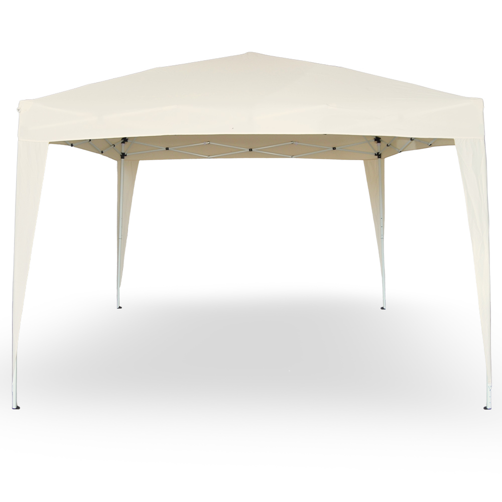 Gazebo eden richiudibile 3 m x 3 m in ferro verniciato bianco con telo beige.