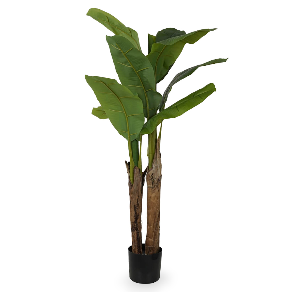 Banano artificiale con vaso pianta tropicale finta realistica h 140 cm.
