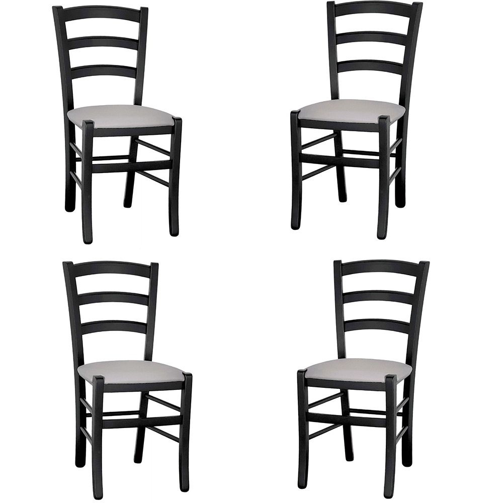 Sedie da sala da pranzo legno nero venezia sedile imbottito grigio chiaro x4 .