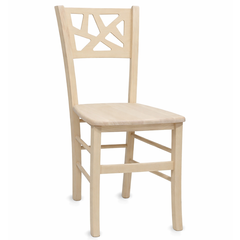 Sedia in legno sissy grezza da verniciare con seduta in legno massello.