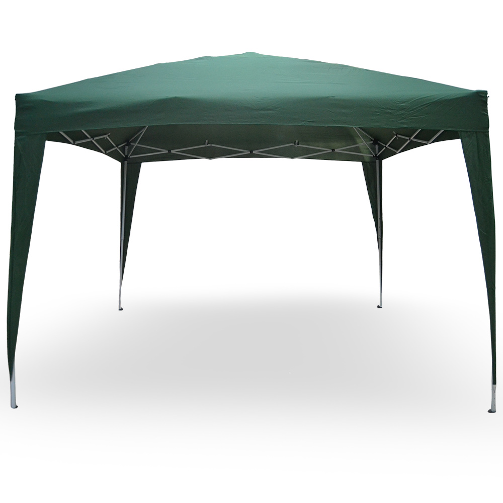 Gazebo eden richiudibile 3 m x 3 m in ferro verniciato bianco con telo verde.