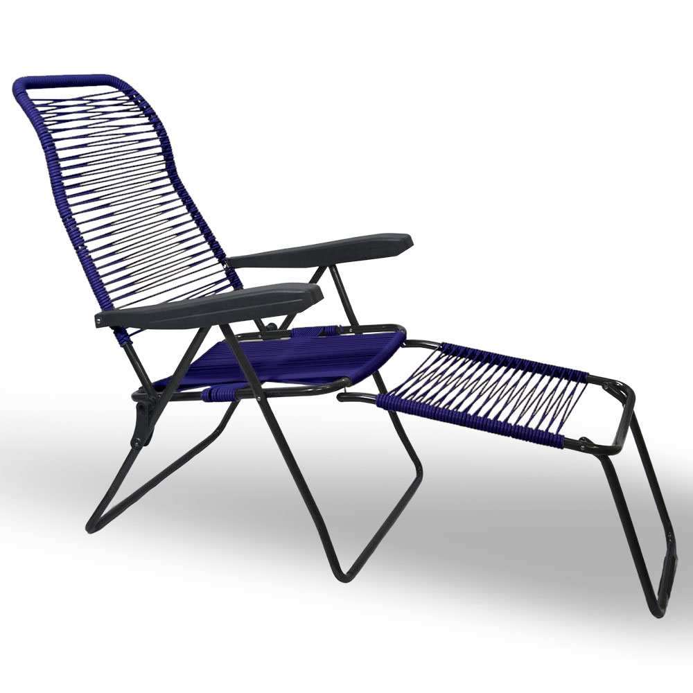 Sedia sdraio lipari xl cordonata reclinabile in pvc blu.