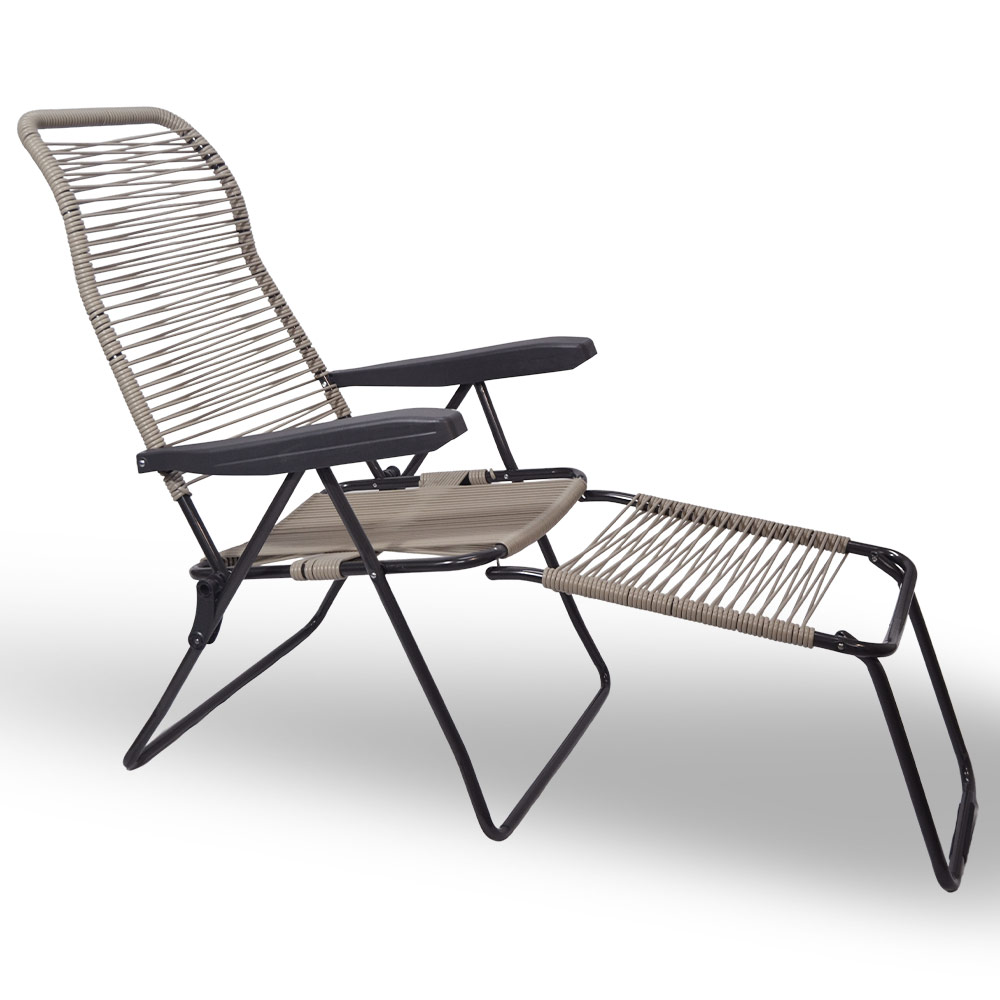 Sedia sdraio lipari xl cordonata reclinabile in pvc grigio tortora.