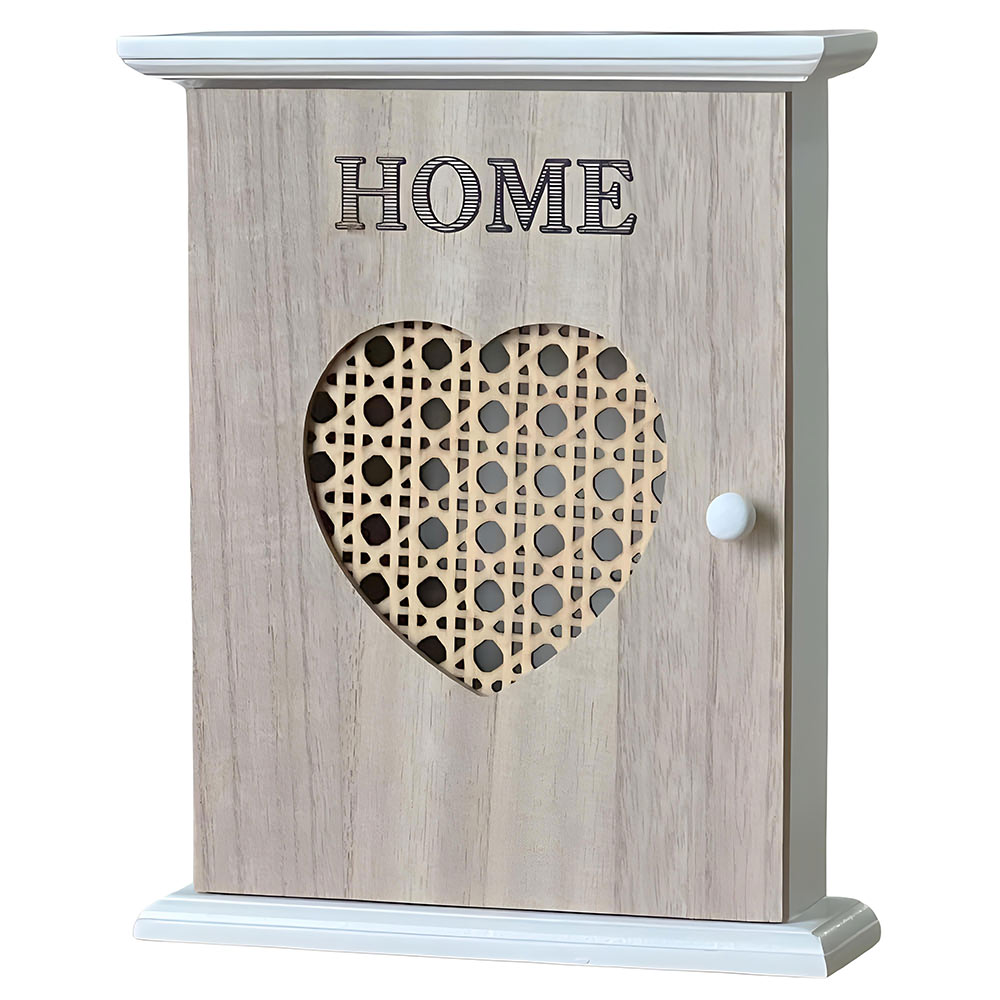 Portachiavi parete casa cassetta portachiavi legno bianco con cuore intagliato .