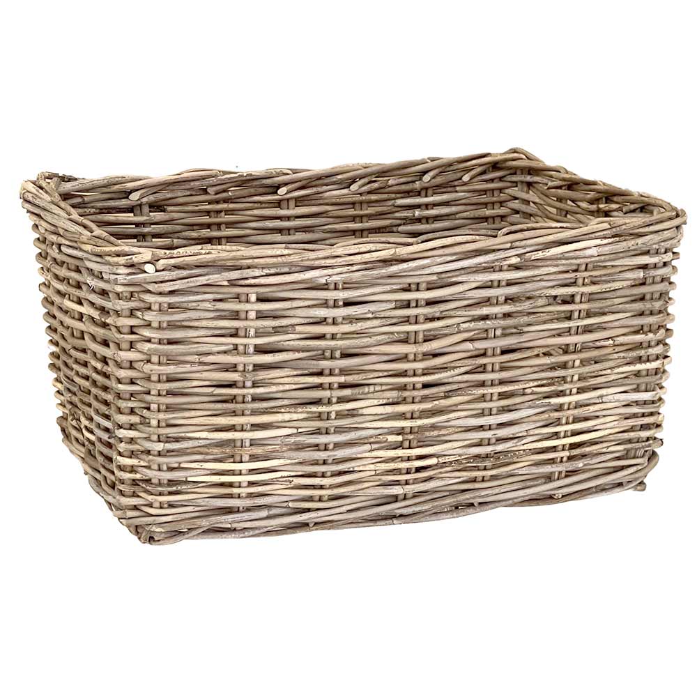 Cesta in legno vero rattan kabu cm 50 x 34 h 24 cm.