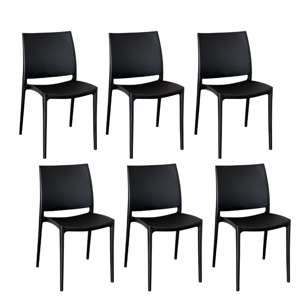 Sedia da sala da pranzo altea in plastica colore nero modello confort x 6.