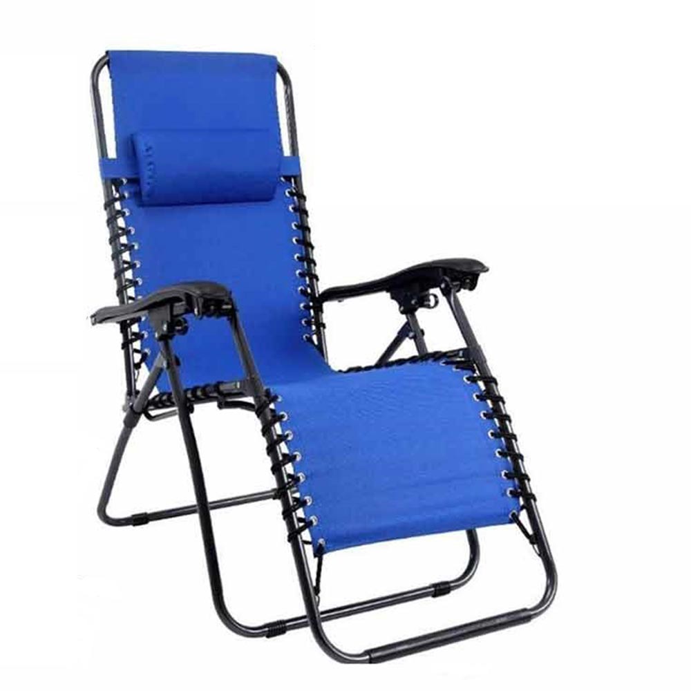 Sdraio da giardino pieghevole in acciaio a gravita zero blu.