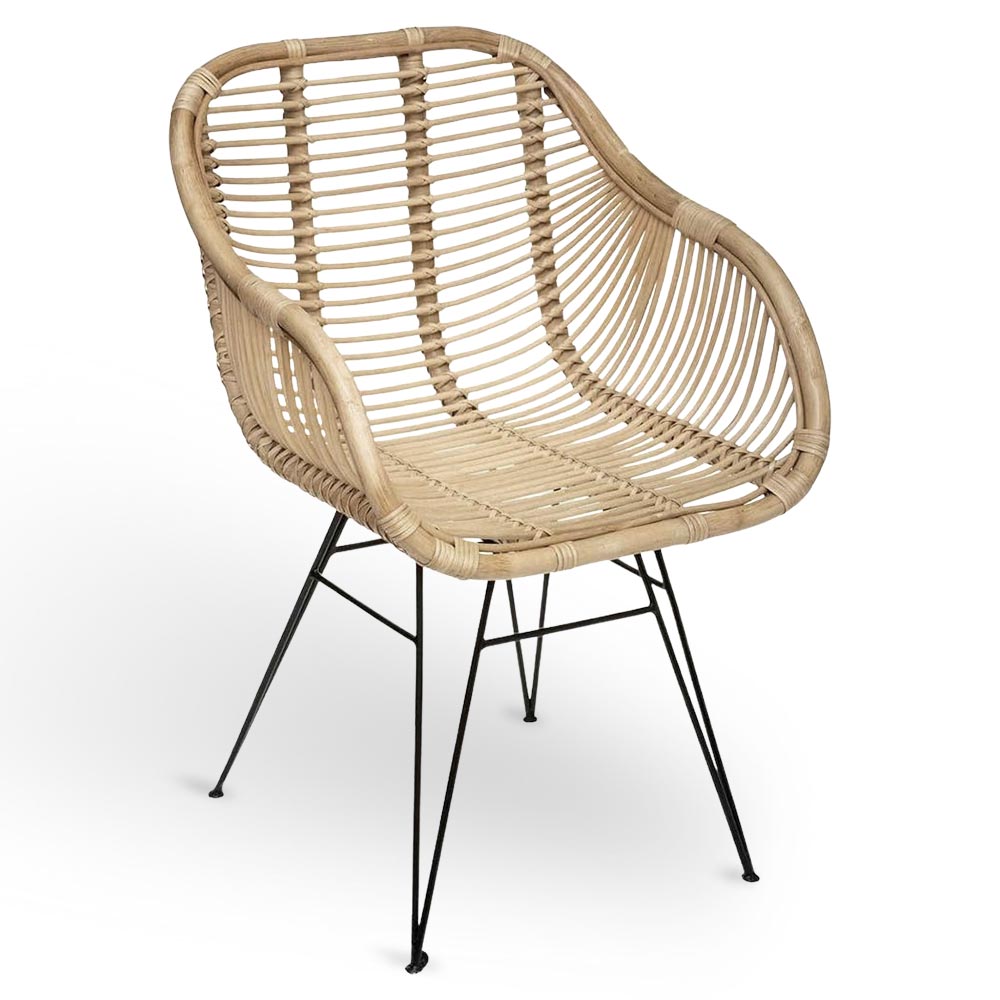 Sedia desy in vero legno di bambu con gambe in ferro verniciato.