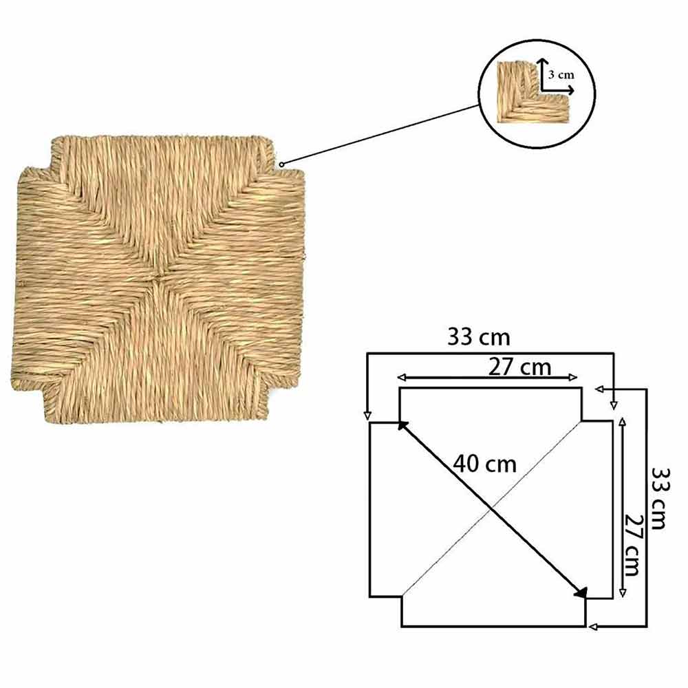 Kit 4 pz Ricambio Seduta 901 Paglia Naturale Telaio Fondo per