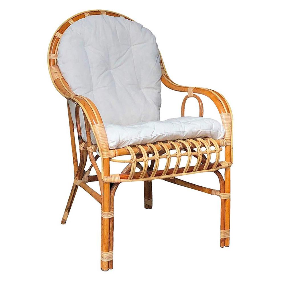 Poltrona sedia per adulti big sole con cuscino vimini bambù rattan